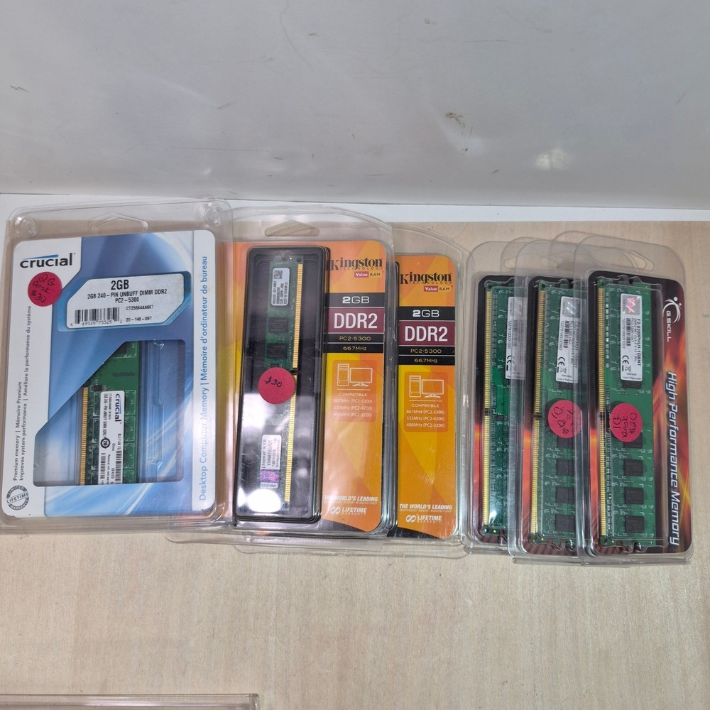 Crucial Kingston DDR2 PC2 5300 667MHz 2GB RAM g-skill Lot of 6